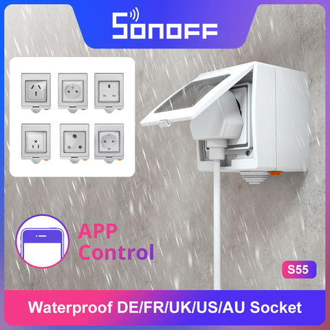 Itead Sonoff S55 interruptor Wifi inteligente impermeable UK/AU/US/FR/DE/ZA versión múltiple enchufe Wifi funciona con Alexa Google Home ► Foto 1/6