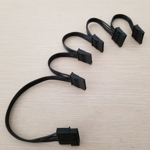 IDE Molex de 4 pines a 5 puertos, Cable de Alimentación SATA de 15Pin, Cable de plomo 18AWG para disco duro HDD SSD, servidor de PC, color negro ► Foto 1/5