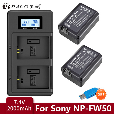 1-4 Uds NP-FW50 NP FW50 NPFW50 batería + LCD cargador para Sony Alpha a3000 a5000 a6000 a6300 a6500 NEX-3 a7 7R a7R a7R II ► Foto 1/6