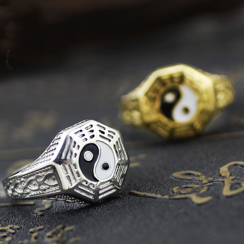 Gossip Yin Yang-anillos con símbolo de estilo chino para hombre, Color dorado y plateado, anillo de amuleto de acero inoxidable, bandas para dedos, regalo de joyería ► Foto 1/5