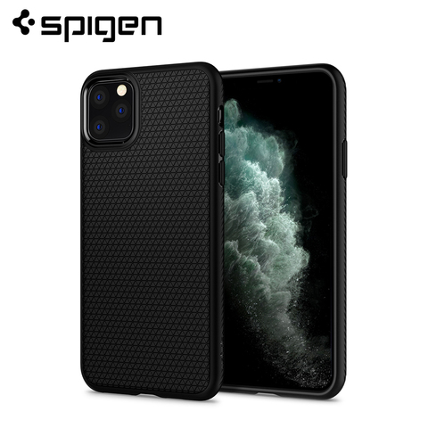 Funda de TPU suave y Flexible para iPhone, funda ligera antideslizante con textura de Cruz de aire líquida, color negro mate para iPhone 11 Pro Max / 11 Pro / 11 ► Foto 1/6