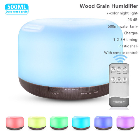 Difusor de Aroma de aceite esencial, humidificador de aire ultrasónico para xiaomi con Control remoto de grano de madera para la Oficina y el hogar, 500ml ► Foto 1/6