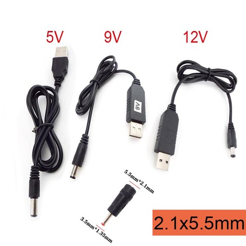 DC 5V a DC 9V 12V fuente de alimentación de la línea paso módulo USB Adaptador convertidor conector USB Cable USB 2,1mm x 5,5 3,5x1,35mm ► Foto 1/6