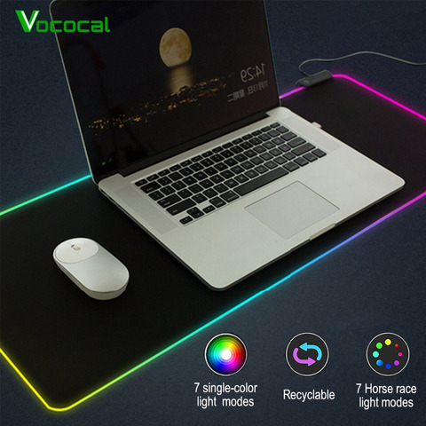 Vococal, alfombrilla grande para ratón LED RGB, alfombrilla para juegos con cable USB, alfombrilla para jugador, alfombrilla para ratón para ordenador, Overwatch, Pubg, alfombrilla para Raton ► Foto 1/6