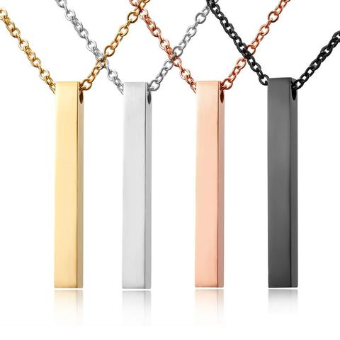 Rinhoo cuatro lados grabado cuadrado personalizado Barra de nombre personalizado collar de acero inoxidable colgante para las mujeres/regalo de cumpleaños de hombres ► Foto 1/5