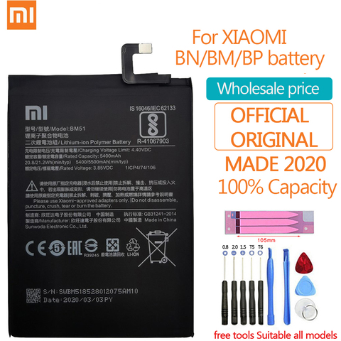 Original Xiao Mi batería de reemplazo para Xiaomi Mi A3 Redmi Note Max 2 3 4 4X 4A 5 5A 5S 5X 6 6A 7 8 9T K20 Pro Plus ► Foto 1/6