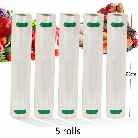 Bolsa de vacío para alimentos de cocina, 5 rollos por lote, bolsas de almacenamiento para sellador al vacío, rollos de envasado al vacío, 12/15/20/25/28cm * 500cm ► Foto 1/6