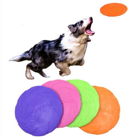 Mordedores de juguete para perros, discos voladores interactivos de goma suave, resistente a mordeduras, productos para entrenamiento de mascotas, 1 unidad ► Foto 1/6