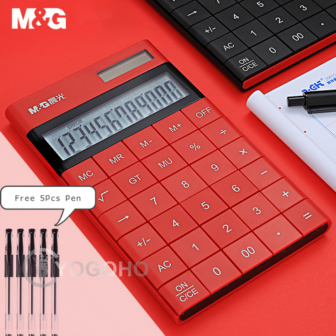 M & G-calculadora de 12 dígitos para Doble potencia, calculadora Solar pequeña y moderna, 4 colores, calculadora ► Foto 1/6