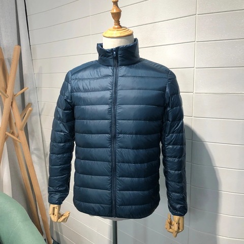 Chaqueta de plumón para hombre, chaquetas de pato ultraligeras, abrigo de cuello levantado, rompevientos, para invierno y otoño, 90% ► Foto 1/6