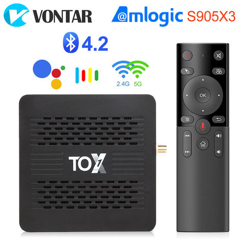 TOX1 caja de Tv Android 9 Dispositivo de Tv inteligente 9,0 4GB 32GB Amlogic S905X3 Dual Wifi 1000M BT4.2 4K Media Player soporte Dolby Atmos de Audio ► Foto 1/6