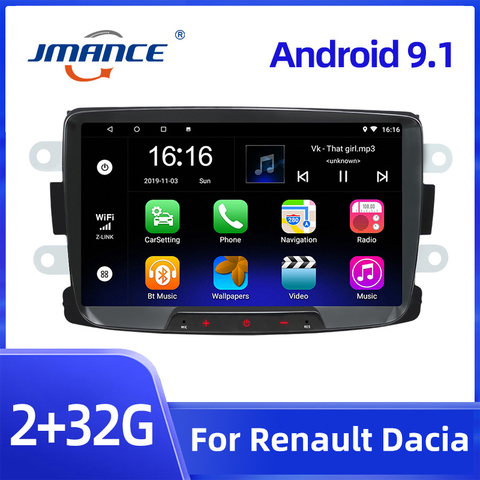 JMANCE-Radio con GPS para coche, reproductor Multimedia con Android 9,1, 2DIN, 8 pulgadas, Mirrorlink, estéreo, para protector antipolvo para Renault/Logan/Dokker ► Foto 1/6