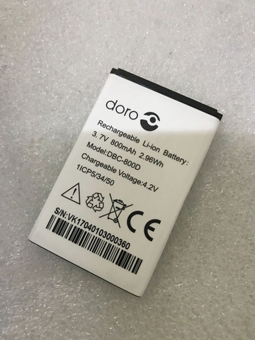 Gelar 3,7 V DBC-800A... DBC-800B... DBC-800D... XYP1110007 batería original para Doro 6021 de 6030 de 6050 de 6120 de 6121 de 6171 cargadores de escritorio Doro PhoneEasy 500 ► Foto 1/2