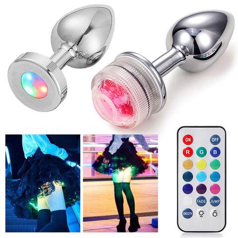 Tapón Anal de Metal con luz Led, juegos sexuales para parejas, tapón Anal luminoso para masaje de próstata, juguetes eróticos ► Foto 1/6