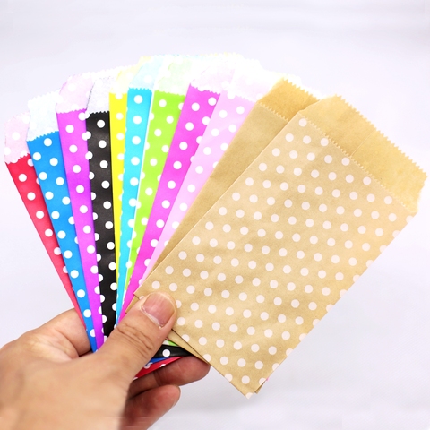 Mini bolsas de papel Kraft de lunares, bolsa de regalo de papel, 25 unids/lote ► Foto 1/4