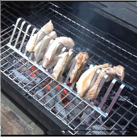 Soporte de parrilla de acero inoxidable para barbacoa, estante para parrilla, accesorios para asar al aire libre, utensilio de Picnic de 12 pulgadas ► Foto 1/6