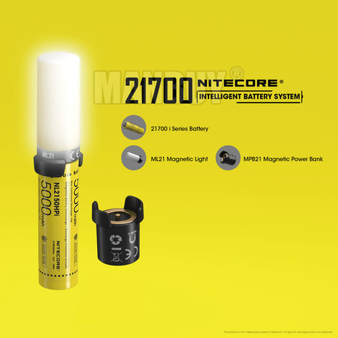 NITECORE-Sistema de batería inteligente 21700, batería recargable 3 en 1 NL2150HPi de 5000mah + Banco de energía MPB21 + linterna de alto CRI ML21 ► Foto 1/6