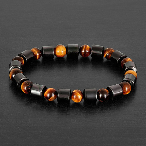 PULSERAS CON abalorio de hematita cilíndrica para hombre y mujer, brazaletes de ojo de Tigre y hematita para mujer, energía Natural, joyas brazalete con piedras, accesorios ► Foto 1/6