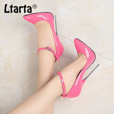 LTARTA-zapatos de tacón superalto de 16cm para mujer, calzado Sexy de talla grande con tacón alto en T, para escenario de pasarela, Color Rojo ► Foto 1/6