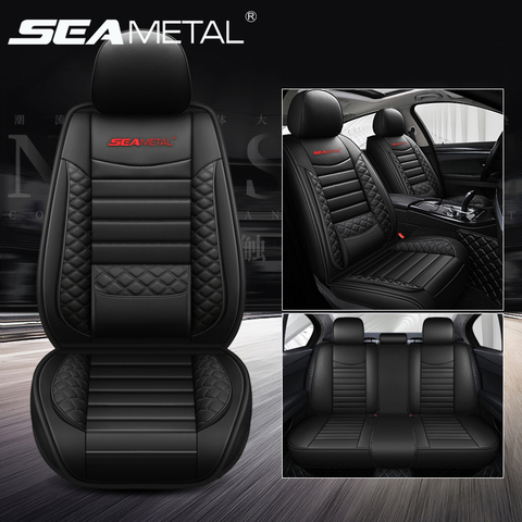 Funda de cuero para asiento de coche, cubierta de lujo para Interior de las cuatro estaciones, protección de asiento Universal, cojín, conjunto de alfombrillas ► Foto 1/6