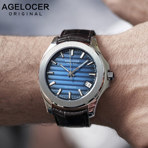 AGELOCER-Reloj de pulsera suizo para hombre, resistente al agua, con 80 horas de batería, automático, azul, 6304A1 ► Foto 1/6