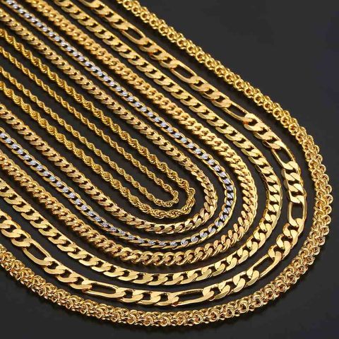 Collares de oro para Mujeres Hombres Figaro martillado serpiente bordillo oro lleno Collar para hombres y mujeres cadena de moda joyería 2 3 4 5 6mm DGNN2 ► Foto 1/6