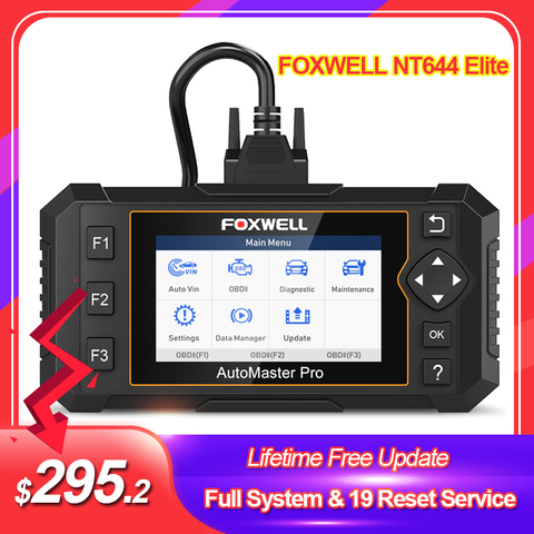 Foxwell-Herramienta de diagnóstico NT644 Elite para coche, escáner profesional OBD 2, sistema completo, servicio de reinicio, 19, OBD2, automotriz ► Foto 1/6