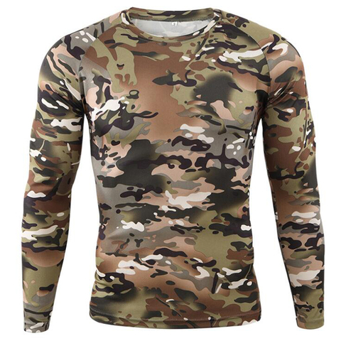 Camiseta de manga larga de secado rápido para hombre, camisetas de camuflaje de cuello redondo para bicicleta de montaña y carrera al aire libre ► Foto 1/6