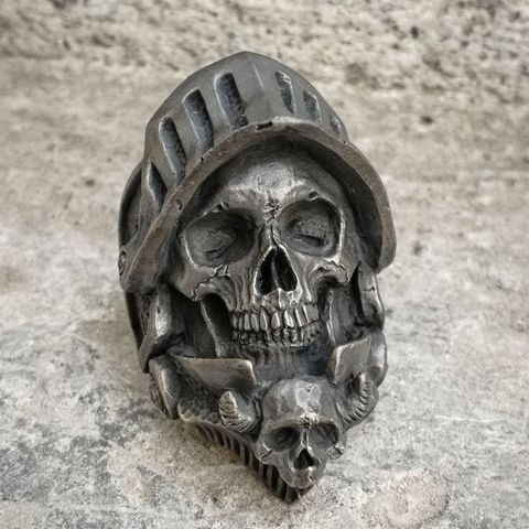 EYHIMD anillo de calavera negro de Caballero de la muerte fresco para hombre Punk detalle fino anillo de acero inoxidable joyería gótica de motorista ► Foto 1/4