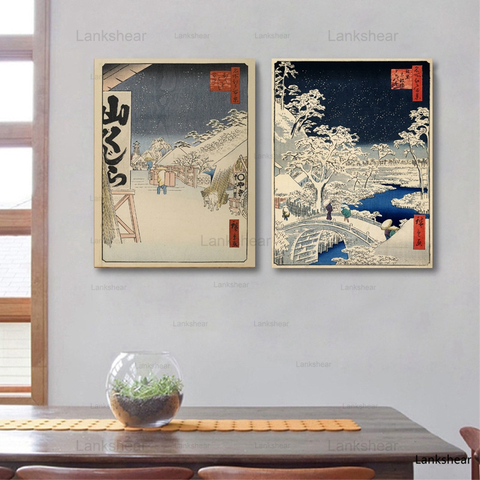 Póster japonés para decoración de pared, cartel de paisaje tradicional, de estilo japonés lienzo con impresión artística, imagen artística de pared para el hogar ► Foto 1/6