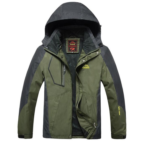 Chaqueta de senderismo para hombre, forro polar con capucha, impermeable, a prueba de viento, ropa de caza, rompevientos, 8XL, 9XL ► Foto 1/6