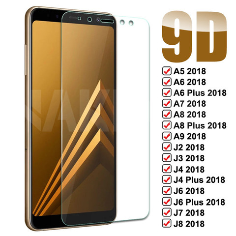 9D vidrio templado en La para Samsung Galaxy A5 A7 A9 J2 J3 J7 J8 2022 A6 A8 J4 J6 Plus 2022 Protector de pantalla película de vidrio caso ► Foto 1/6