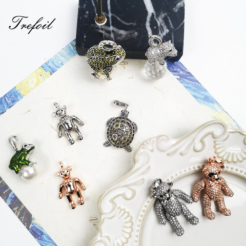 Colgantes de tortuga Polar de oso de peluche de rana y Perla, joyería de moda 2022 Plata de Ley 925 regalo lindo para mujeres niñas Fit collar ► Foto 1/6