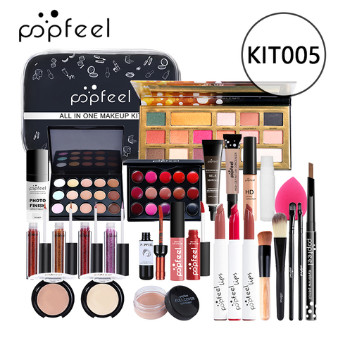 POPFEEL-Kit de maquillaje profesional para mujer, sombra de ojos, lápiz labial, corrector, máscara, base, lápiz de cejas, regalo cosmético para mujer TSLM1 ► Foto 1/6