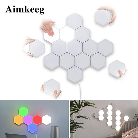 Módulo de luz LED con sensor táctil para decoración de dormitorio, luz hexagonal de pared magnética, colgante, creativa, para decoración del hogar ► Foto 1/6