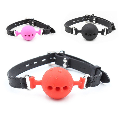 Pelota de mordaza de silicona para parejas, BDSM, ataduras de Bondage, boca abierta, bola sexual transpirable, arnés, correa, mordaza, juguete sexual para mujeres, accesorios ► Foto 1/6