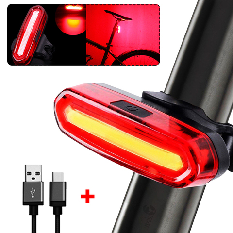 Luz trasera de bicicleta LED de 120 lúmenes recargable vía USB, potentes luces traseras para bicicleta, accesorios para lámpara ► Foto 1/6