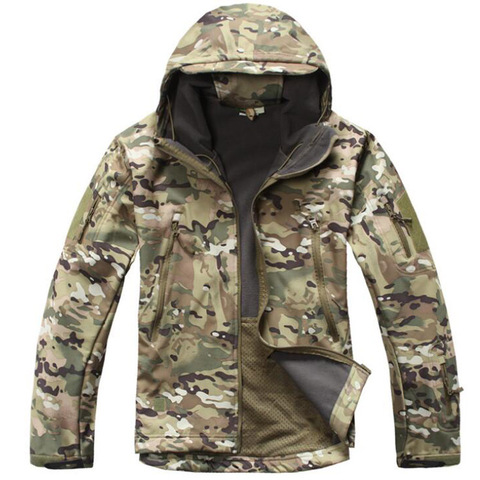 Chaqueta táctica de camuflaje militar para hombre, chaquetas impermeables de cubierta blanda para exteriores, lana cálida para invierno, ropa de caza ► Foto 1/6