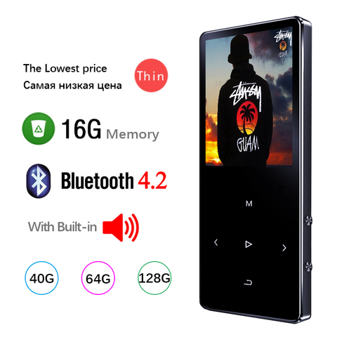Reproductor Mp3 con Bluetooth, Walkman de música portátil de Metal Hifi con grabación de Radio Fm, altavoz incorporado, tecla táctil, pantalla Tft de 1,8 pulgadas ► Foto 1/6