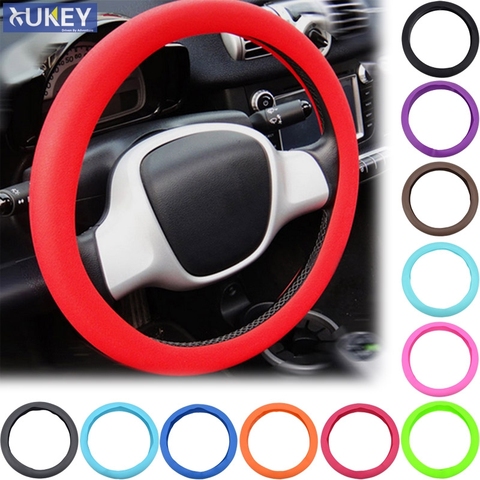 Textura de cuero para coche, protector de silicona para volante de coche, suave, multicolor, Universal, suave ► Foto 1/6