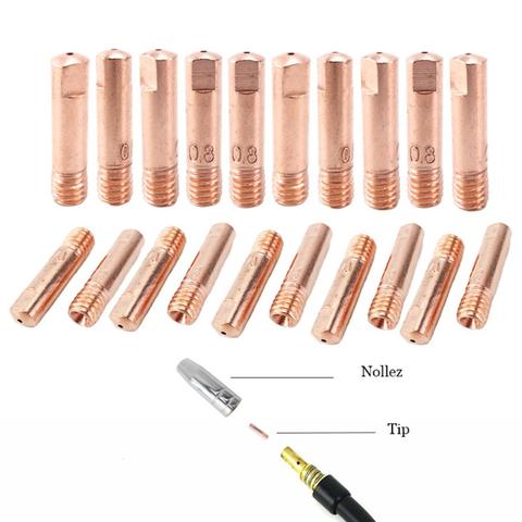 20 piezas-boquilla de soldadura de alambre de cobre 15AK, 0,8/1/1, 2mm, Punta conductora, soporte de conector de Gas, accesorio de la máquina ► Foto 1/6