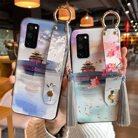 Funda para Samsung Galaxy S21, S20, Ultra Plus, S10, S9, S8, Note 20, 10 Plus, 5G, 9, 8, con banda de mano en relieve, cubierta suave con borlas ► Foto 1/6