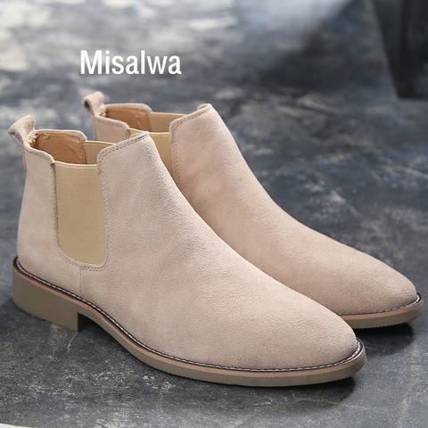 Botas Misalwa Chelsea para hombre Botas de ante de cuero decentes para Hombre Zapatos casuales cortos originales para hombre Botas de Primavera de invierno de estilo británico ► Foto 1/6