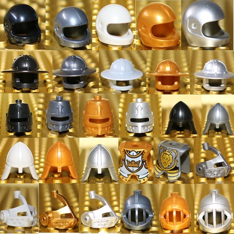 5 uds Medieval juego Castle Knights casco de personajes ladrillos soldado romano Espartaco Guerrero Dragón corona sombrero de rey MOC juguetes de bloques ► Foto 1/2