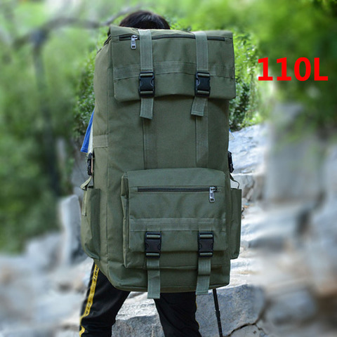 Bolsa de senderismo de 110L para hombre, mochila grande del ejército para exteriores, escalada, viaje, bolsas tácticas, equipaje, Camping, deportes, XA860A ► Foto 1/6