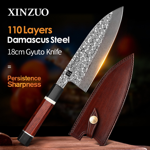 XINZUO 180MM japonés Deba pescado cabezal de cuchillo manija octogonal 110 capas de acero de Damasco carne y pescado fileteado Chef de cocina cuchillo ► Foto 1/6