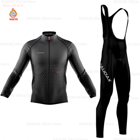 Raudax-maillot de Ciclismo Pro Team para invierno, conjunto de pantalones con tirantes de vellón para triatlón, 2022 ► Foto 1/6