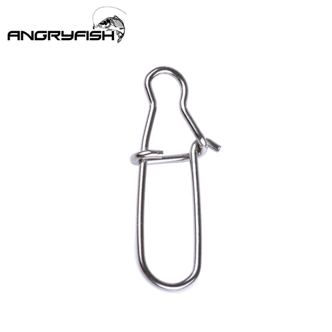 Angryfish-gancho de bloqueo de acero inoxidable de alta calidad, anillos sólidos giratorios, enganches de seguridad, conector ganchos pesca, 50 Uds. ► Foto 1/6