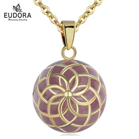 Eudora-colgante de Bola de la armonía roja para mujeres embarazadas, preciosa flor, artesanía esmaltada, campana mexicana, Bola de la armonía, COLLAR COLGANTE ► Foto 1/6