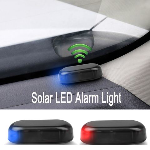 Alarma de coche con alimentación Solar y USB, luz de advertencia de seguridad inalámbrica simulada, lámpara antirrobo, LED intermitente para coche de 12V-36V ► Foto 1/6